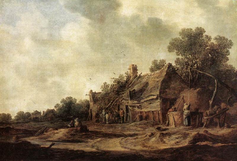 GOYEN, Jan van Peasant Huts with a Sweep Well sdg Germany oil painting art